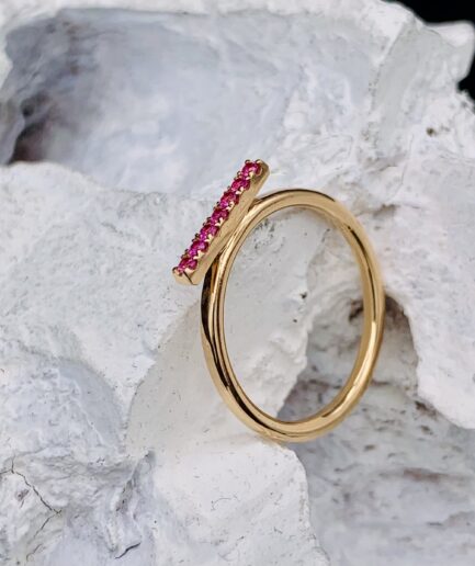 Bague Aquarelle ligne rose